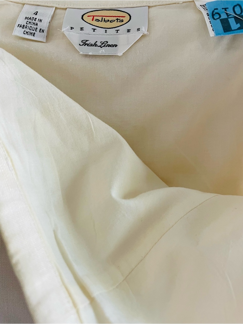 Talbots Cream A-Line Skirt with White Floral Embroidery - Picture 4 of 4